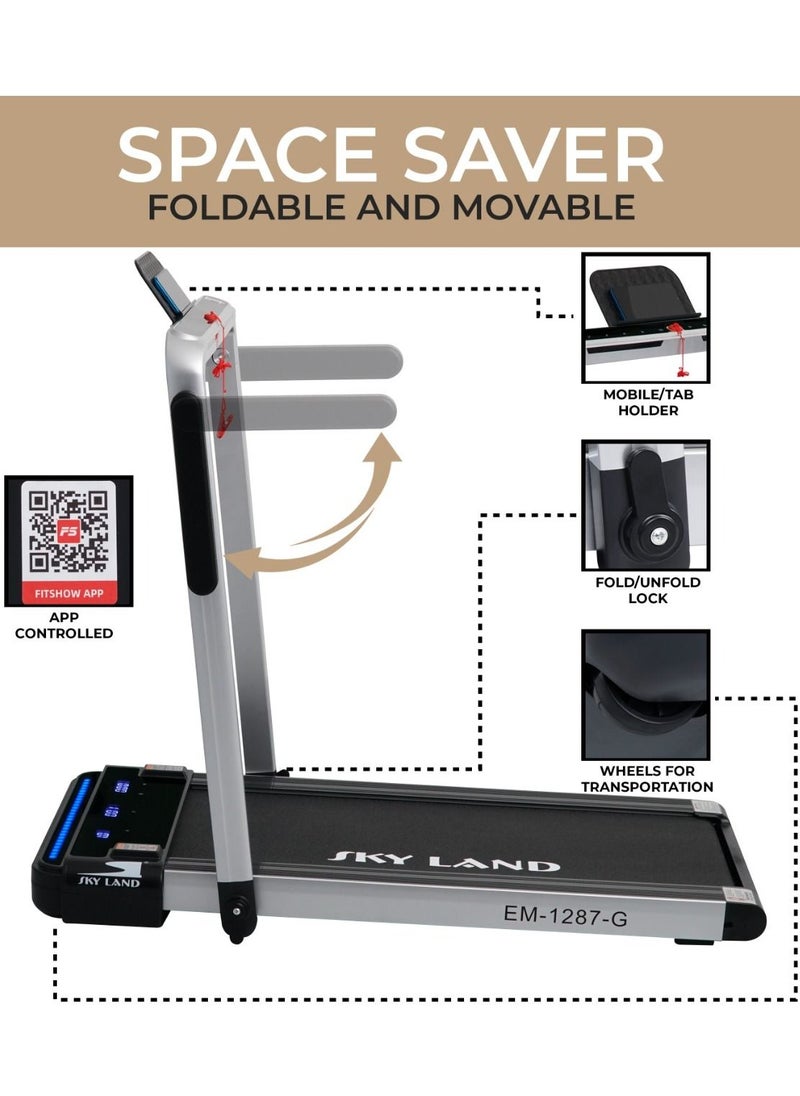 SkyLand - 2 In 1 Fitness Foldable Walking Pad Treadmill |4 HP Peak Running Machine With Wrist Band Controller - Image 1