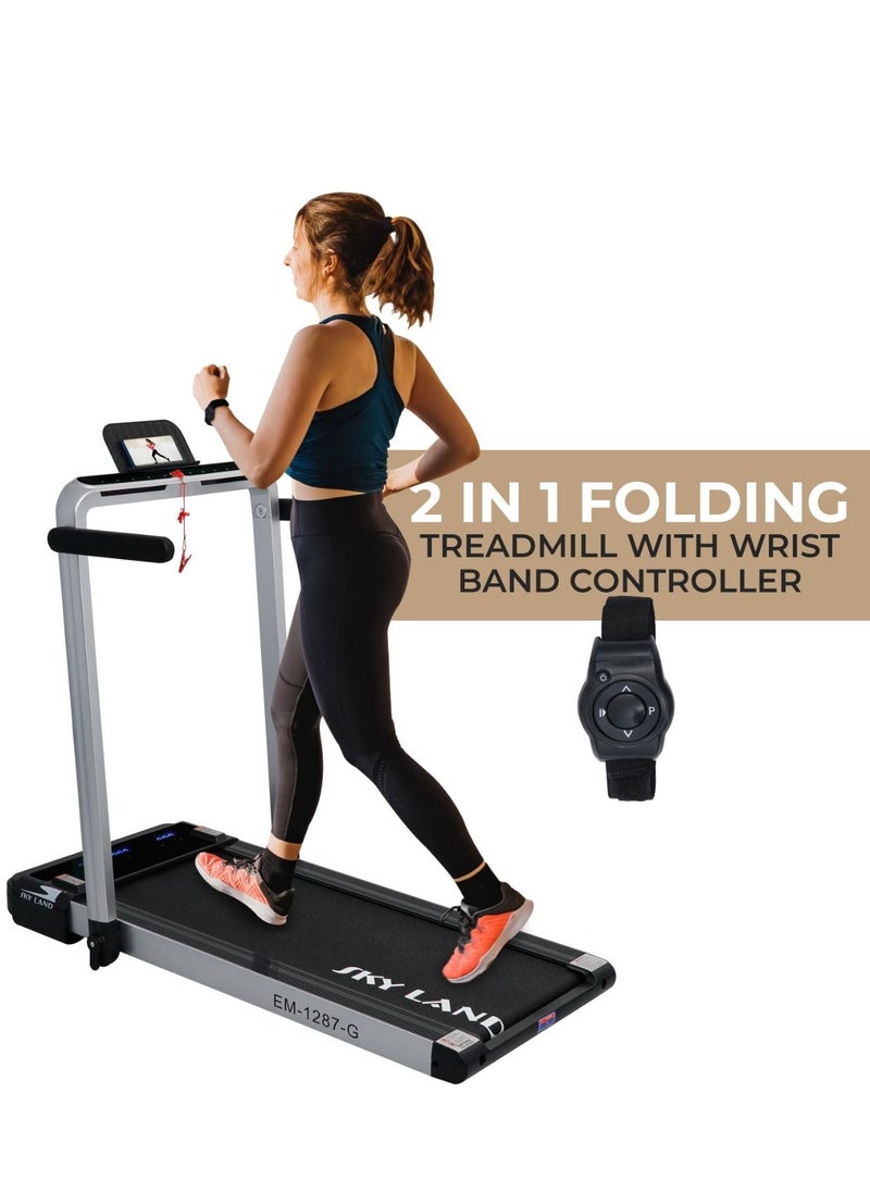 SkyLand - 2 In 1 Fitness Foldable Walking Pad Treadmill |4 HP Peak Running Machine With Wrist Band Controller - Image 1