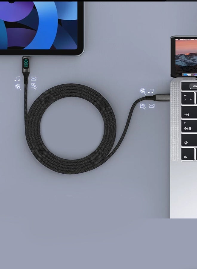 CATANES 100W Fast Charging Cable USB-C to USB-C Built in Power Display, PD 3.0 and Durable Braided Design 1M - Black - Image 5