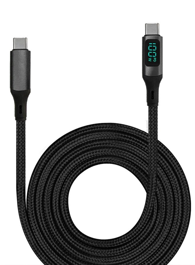 CATANES 100W Fast Charging Cable USB-C to USB-C Built in Power Display, PD 3.0 and Durable Braided Design 1M - Black - Image 3