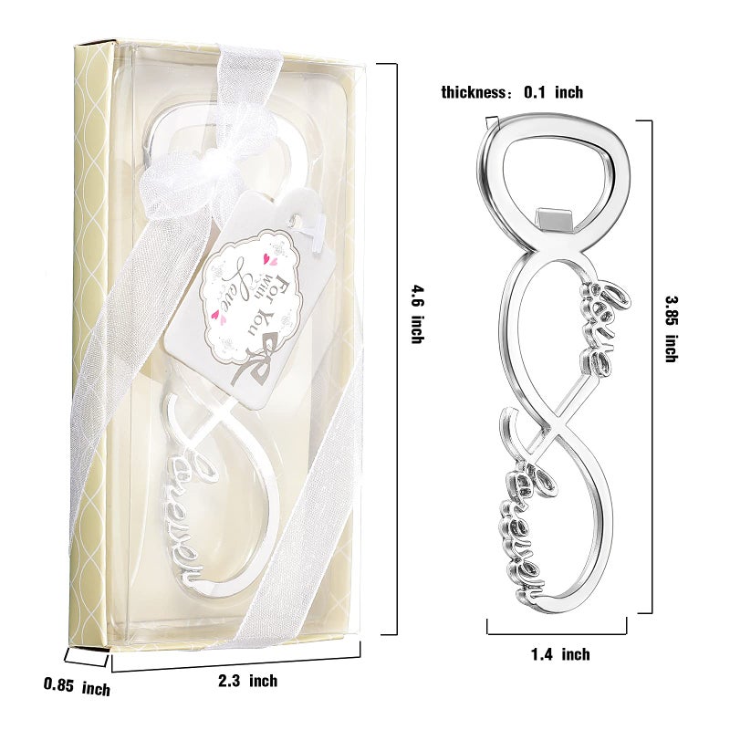 Honeydak 36 Packs Love Forever Bottle Opener Wedding Party Favors for Guest Souvenir Bridal Shower Return Present Birthday Party Decorations and Supplies (Silver)  - Image 2