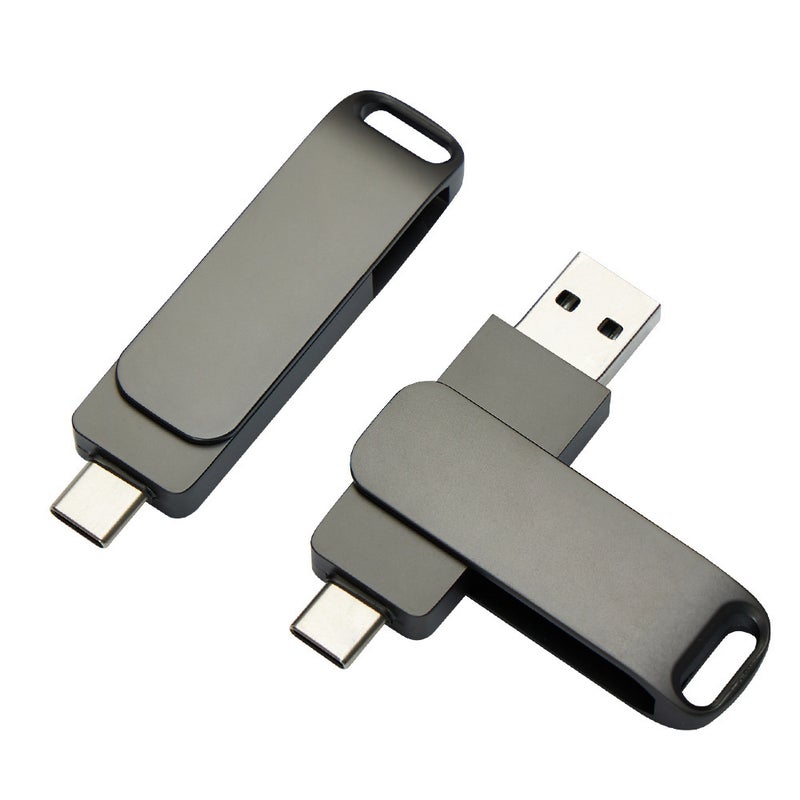 Metal Rotating Android USB Drive 128GB Dual Head Silver - Image 2