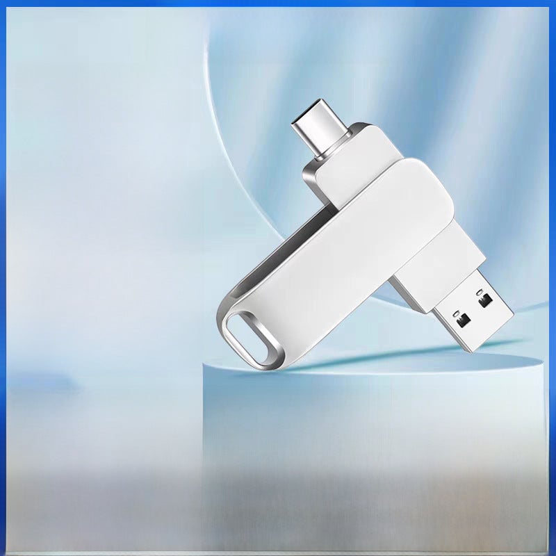 Metal Rotating Android USB Drive 128GB Dual Head Silver - Image 4