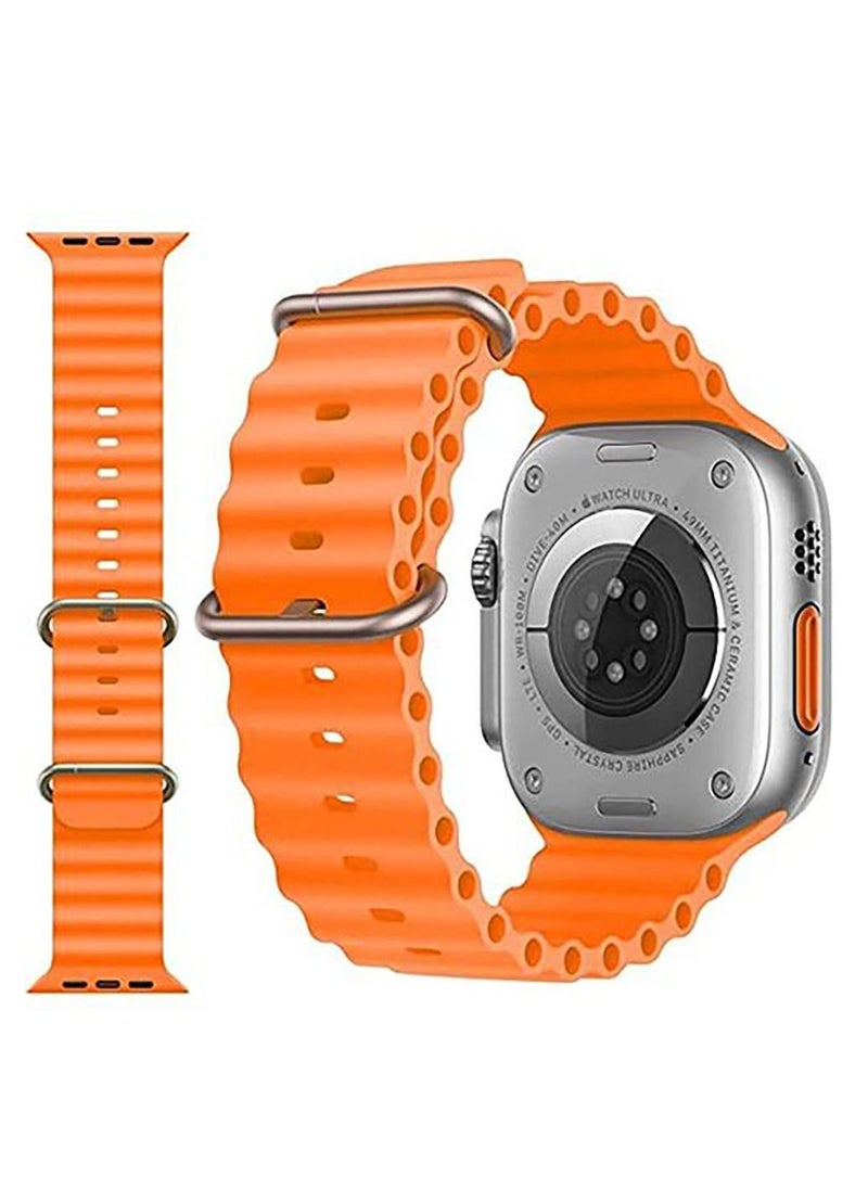 Generic strap Silicon Replacement Strap For Apple Watch Series 7 And Series 8 (45mm) And Apple Watch Ultra (49mm) - Orange  - Image 1