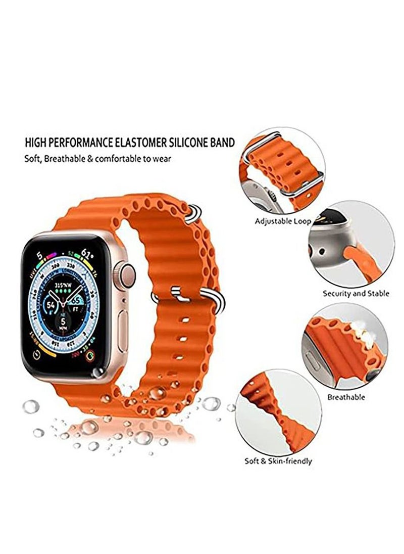 Generic strap Silicon Replacement Strap For Apple Watch Series 7 And Series 8 (45mm) And Apple Watch Ultra (49mm) - Orange  - Image 2