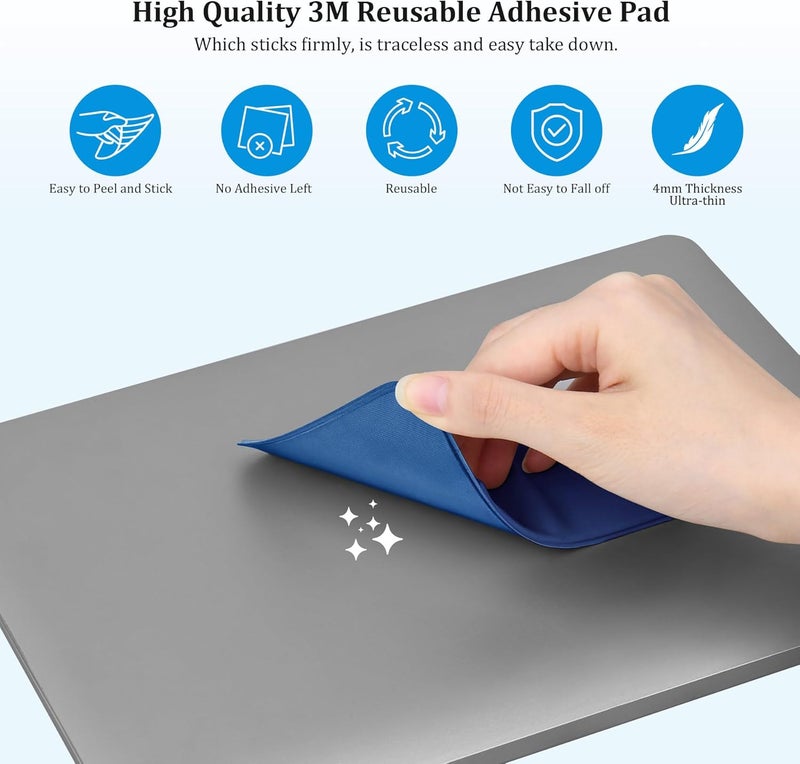 Lacdo Portable Hard Drive Sleeve for Laptop, 2-Pocket Stick on Pouch with Reusable Adhesive, for SanDisk, Samsung, Crucial, Portable External Solid State Drive SSD Hard Drive Carrying Case, Blue - Image 4