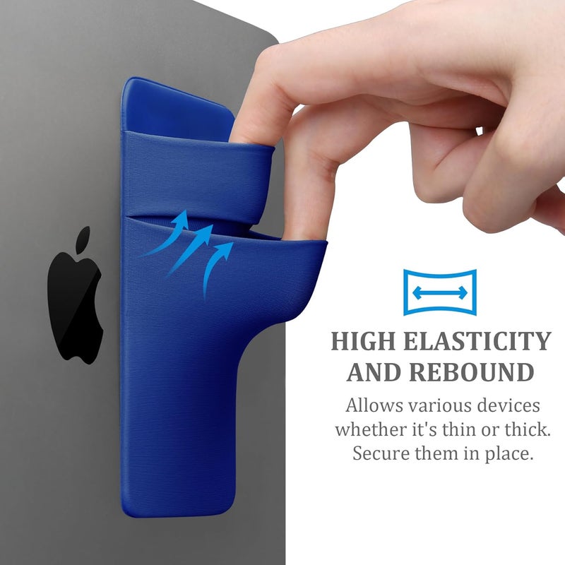Lacdo Portable Hard Drive Sleeve for Laptop, 2-Pocket Stick on Pouch with Reusable Adhesive, for SanDisk, Samsung, Crucial, Portable External Solid State Drive SSD Hard Drive Carrying Case, Blue - Image 3