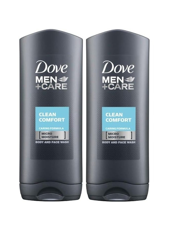 Dove Men Care Body and Face Wash, Hydrating Clean Comfort, 250 ml (8.5 fl oz), Value Bundle - Pack of 2