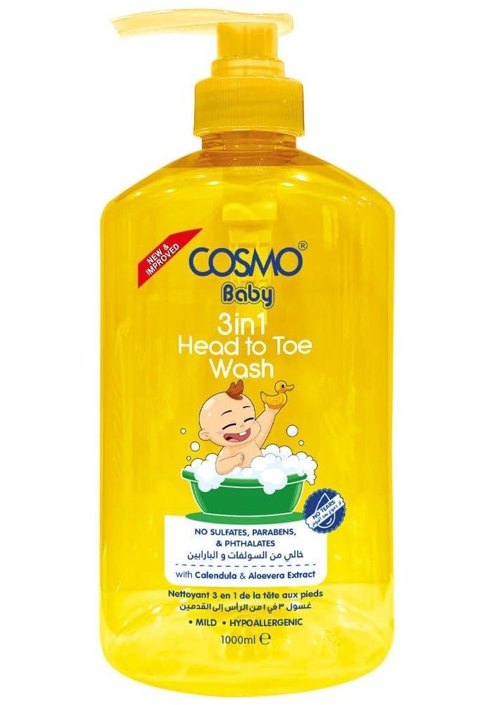 Cosmo Baby Care 3 in 1 Head To Toe Wash 1000ml