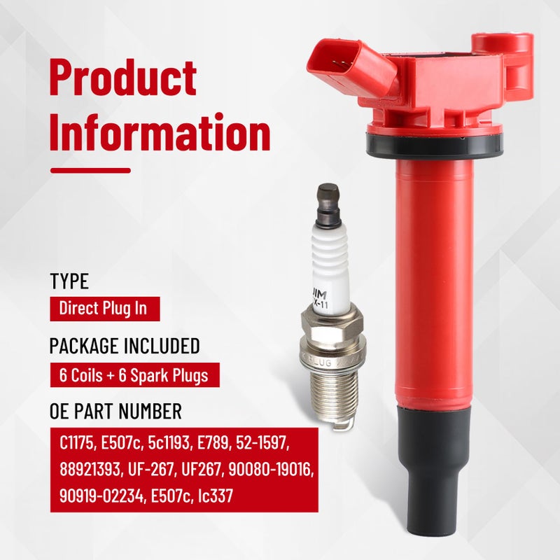 CarBole UF267 Ignition Coils and Spark Plugs Set Compatible with Lexus Toyota (OE: UF267+PK20TT) - Image 2