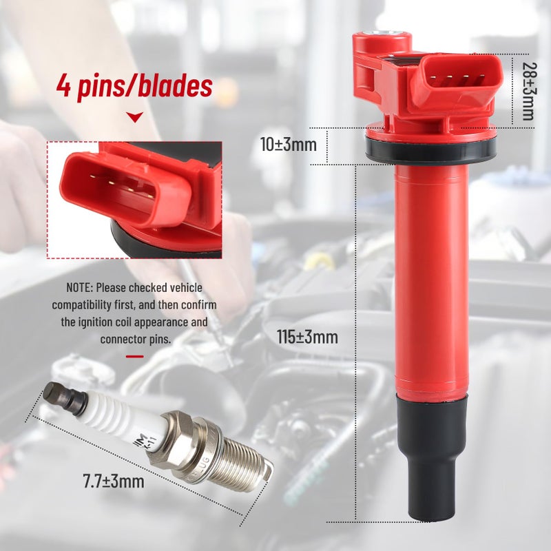 CarBole UF267 Ignition Coils and Spark Plugs Set Compatible with Lexus Toyota (OE: UF267+PK20TT) - Image 4