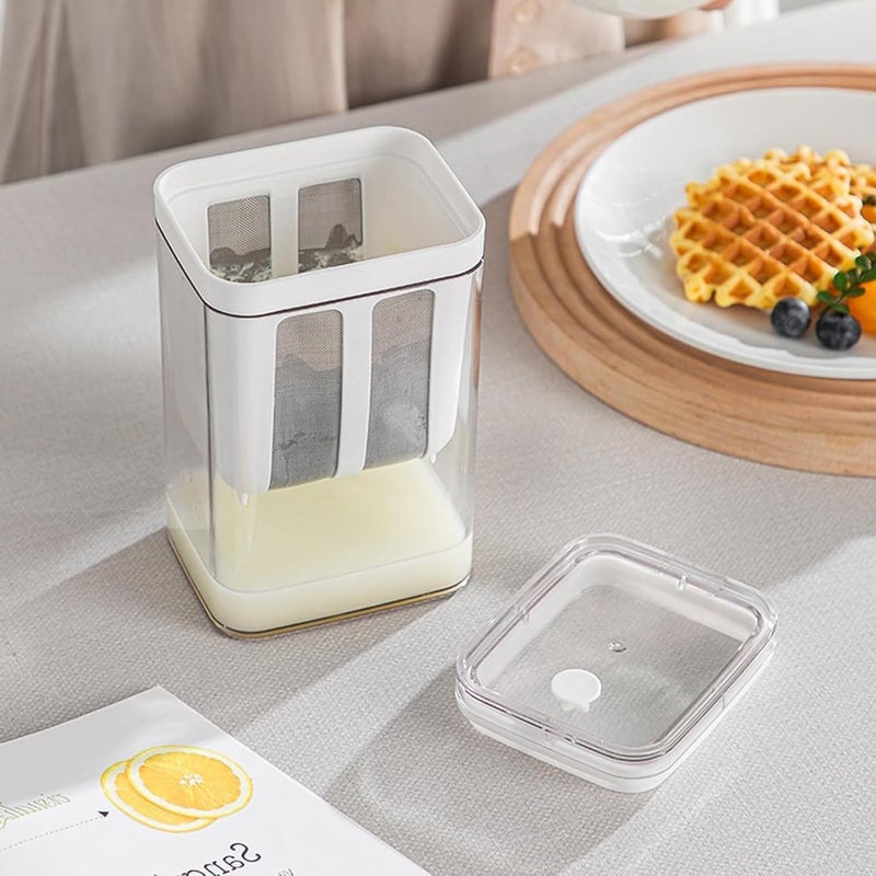 VETMOC مصفي زبادي سعة 1100 مل وصانع زبادي يوناني - مصفاة متعددة الوظائف، صانع زبادي مع كيس شبكي ناعم وغطاء للزبادي اليوناني المنزلي، والجبن والمزيد - Image 3