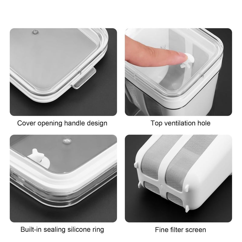 VETMOC مصفي زبادي سعة 1100 مل وصانع زبادي يوناني - مصفاة متعددة الوظائف، صانع زبادي مع كيس شبكي ناعم وغطاء للزبادي اليوناني المنزلي، والجبن والمزيد - Image 4