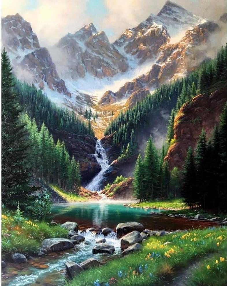 RANUR 5D Waterfall Diamond Painting Kit Home Wall Decor Diamond Painting Kits for Kids and Adults Stunning DIY Decor with Rhinestone Artistic Masterpieces - Image 1