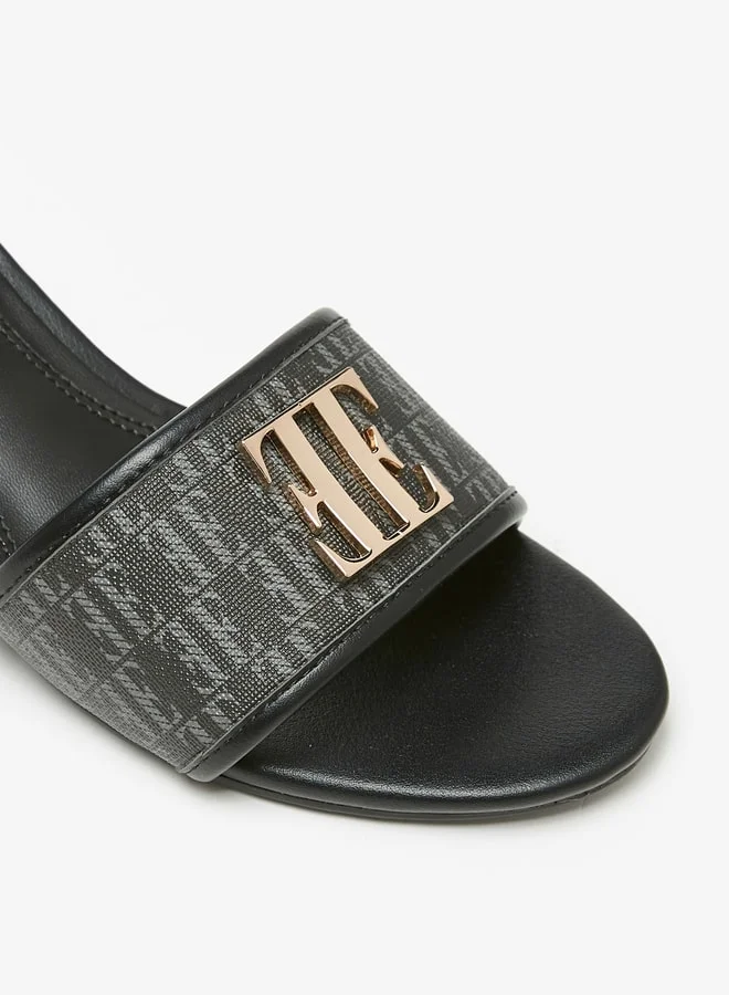 ايل Womens Logo Accent Slip-On Sandals With Block Heels