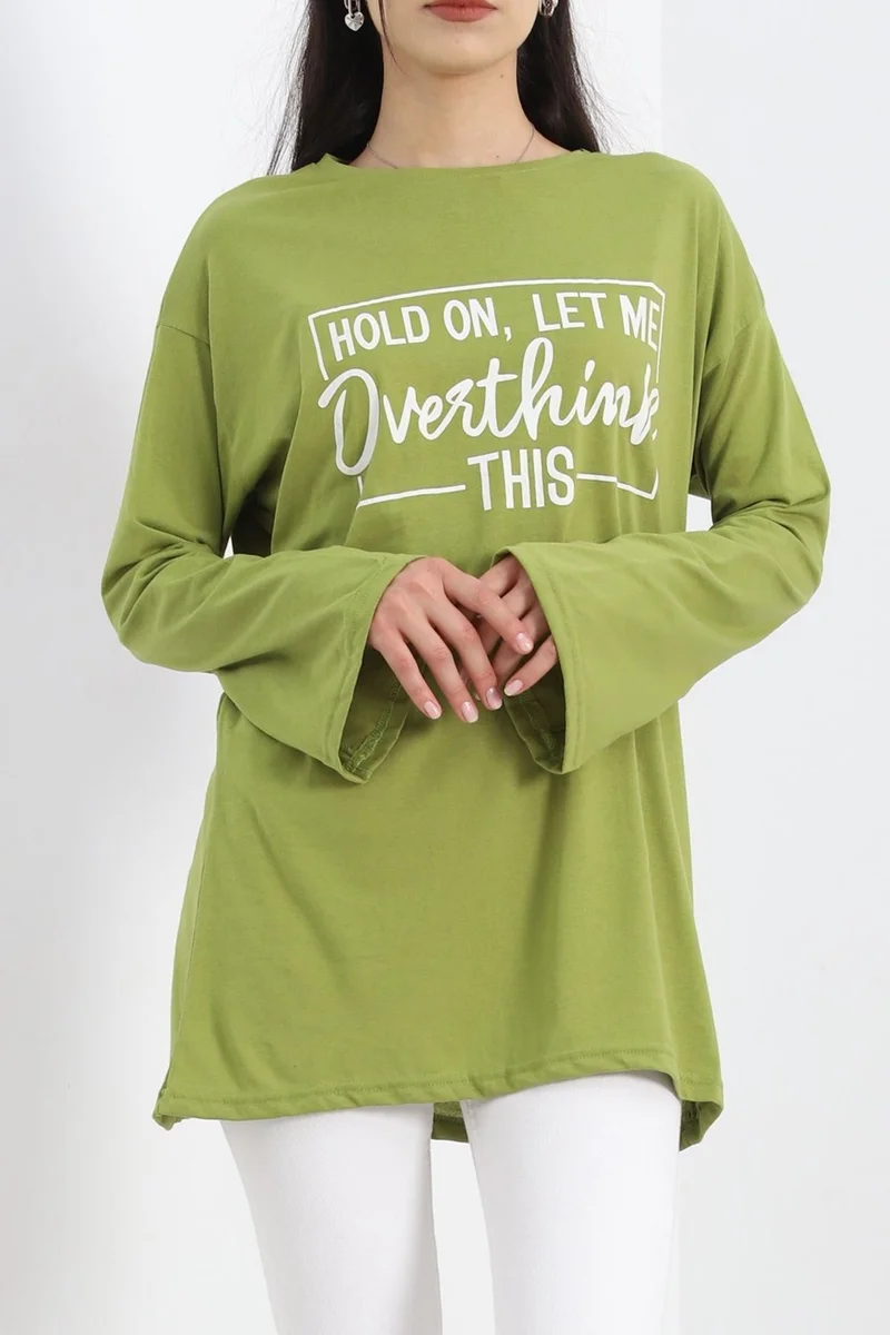 Nateli Printed Oversize Jersey Tunic Light Green - 20217.1567.