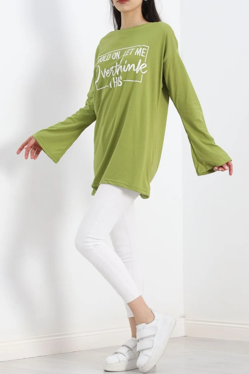 Nateli Printed Oversize Jersey Tunic Light Green - 20217.1567.