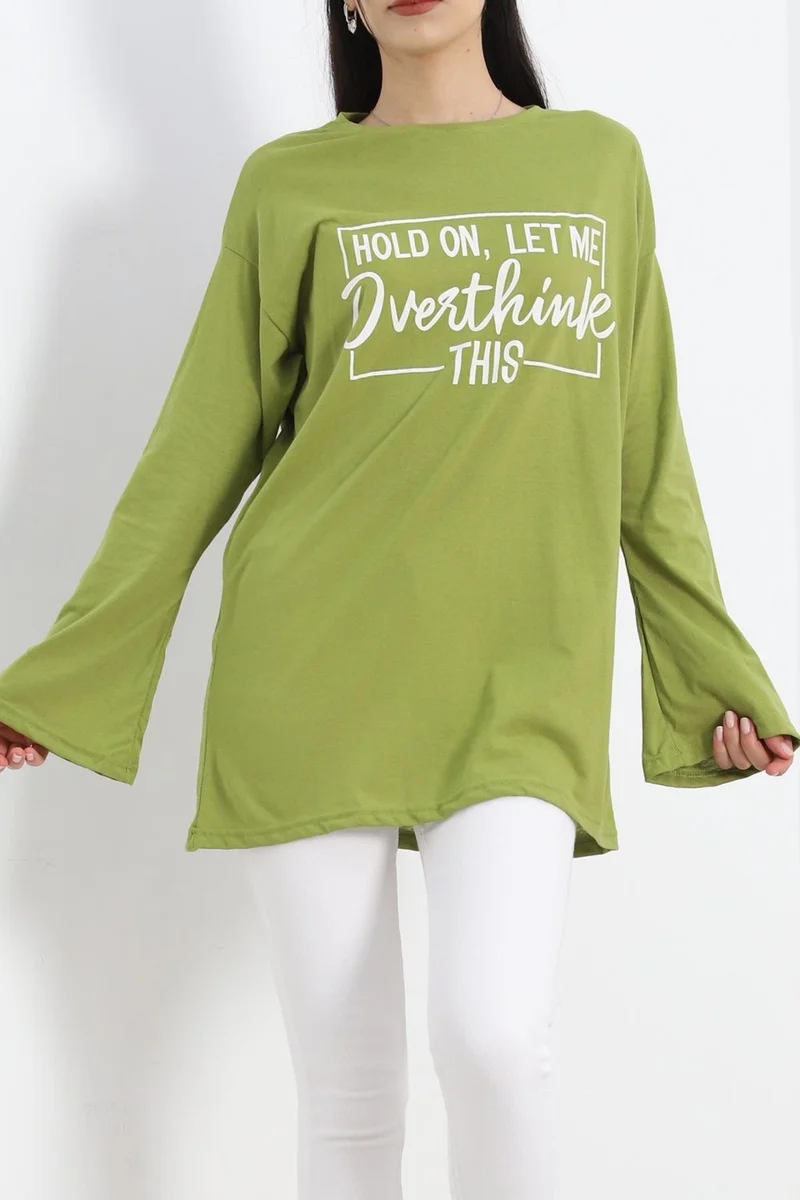 Nateli Printed Oversize Jersey Tunic Light Green - 20217.1567.