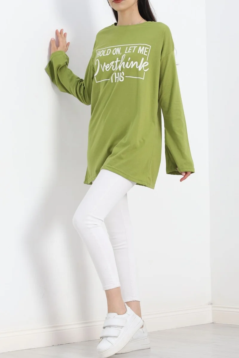Nateli Printed Oversize Jersey Tunic Light Green - 20217.1567.