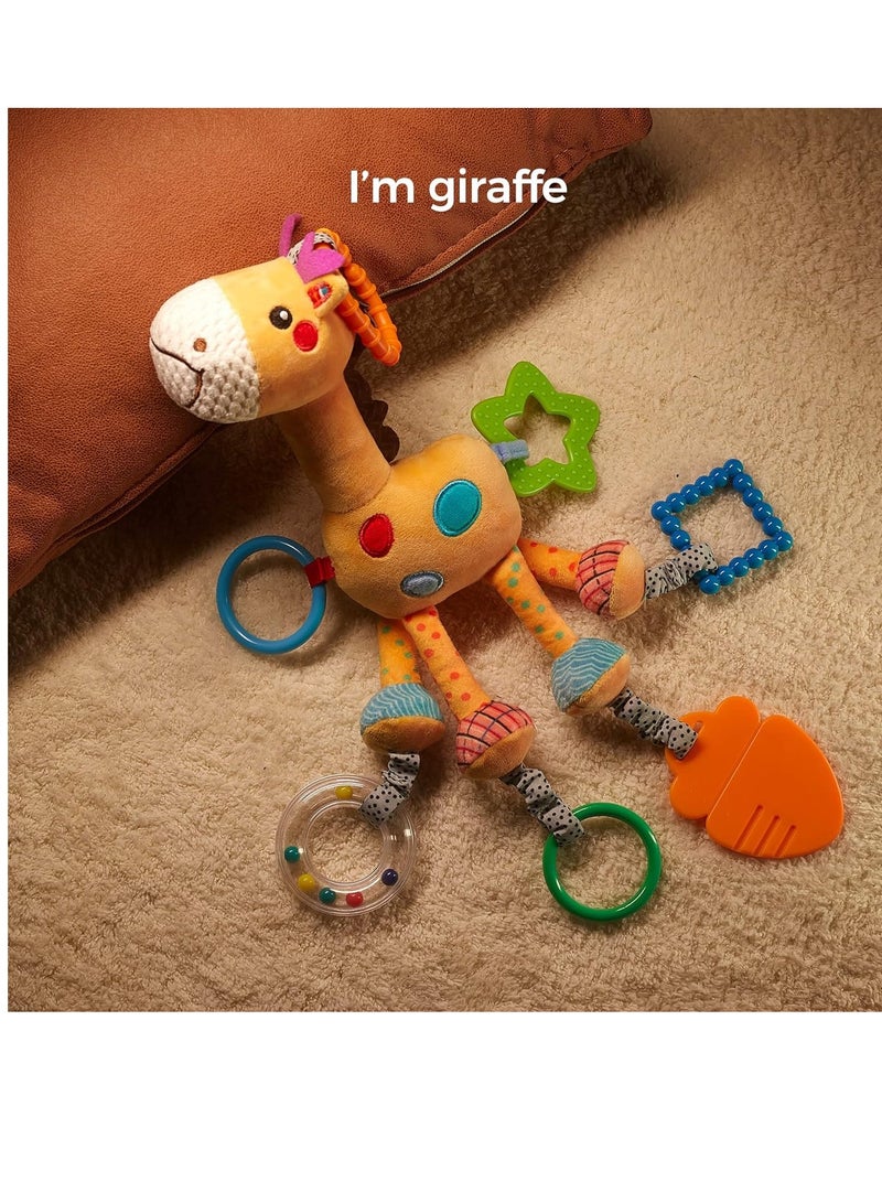 Giraffe Hanging Rattle Toys, Soft Baby Hanging Toys with Wind Chimes, Stroller Car Seat Crib Plush Animal Activity Toys Gift for Newborn Toddlers  - Image 2