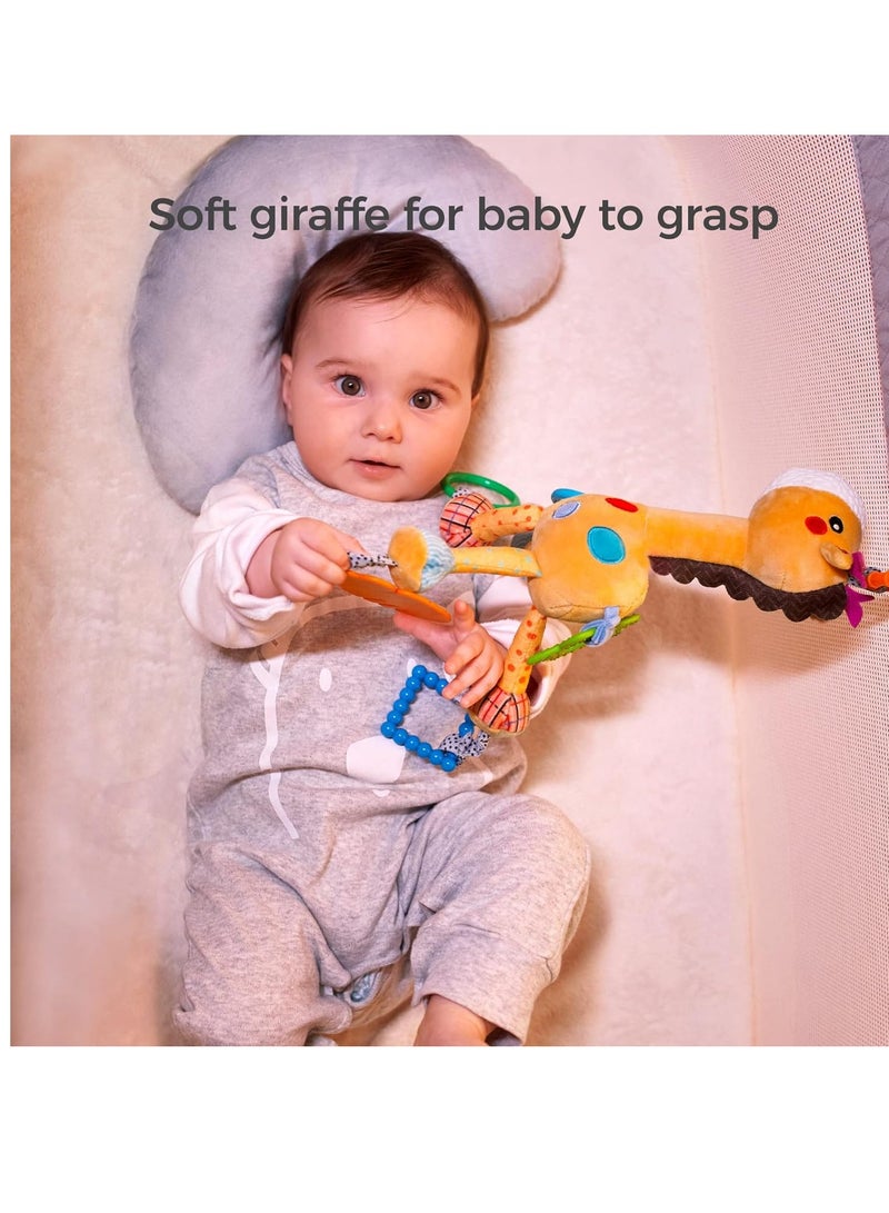 Giraffe Hanging Rattle Toys, Soft Baby Hanging Toys with Wind Chimes, Stroller Car Seat Crib Plush Animal Activity Toys Gift for Newborn Toddlers  - Image 5
