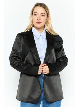 EMPORIO ARMANI Women Regular Fit Long Sleeve Solid Blazer, Black  - Image 1