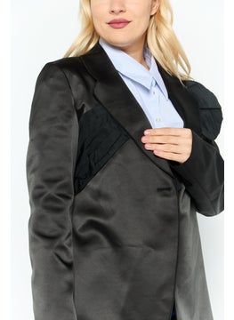 EMPORIO ARMANI Women Regular Fit Long Sleeve Solid Blazer, Black  - Image 3
