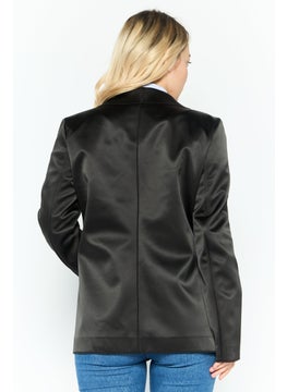 EMPORIO ARMANI Women Regular Fit Long Sleeve Solid Blazer, Black  - Image 4