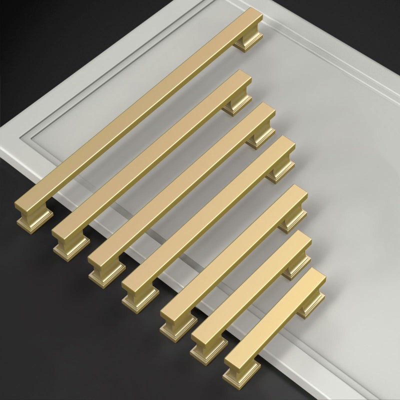 Amerdeco 10 Pack Brushed Gold Cabinet Pulls 5 Inch(128mm) Hole Center Kitchen Cabient Hardware Gold Cabinet Handles Drawer Pulls ZH0013 - Image 2