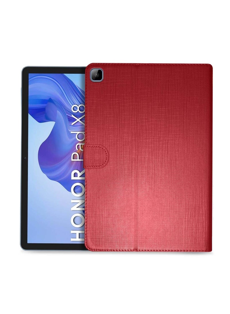 Wtech Honor Pad X8 10.1 Inch 2022 / Pad X8 Lite 9.7 Inch 2022 - ASN Love Series PU Leather Magnetic Closure Flip Case Cover - Red - Image 1