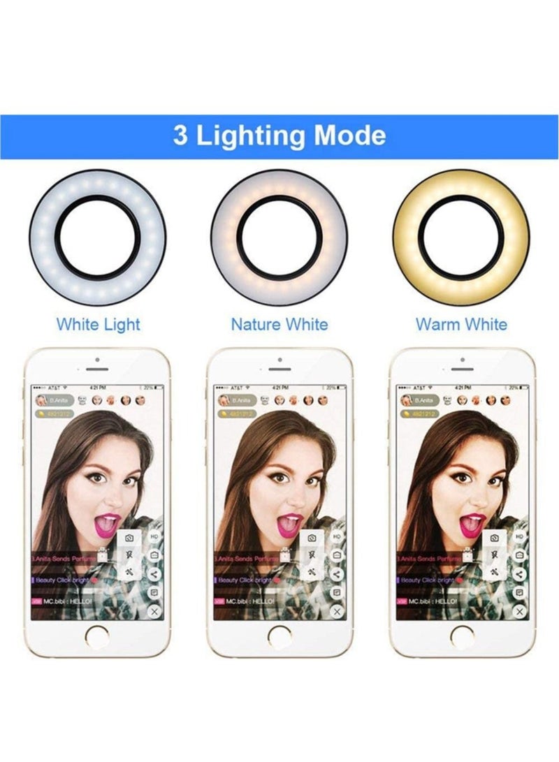 LEDIN Selfie Ring Light with Stand & Cell Phone Holder 3 Light Modes & 10 Level Brightness for Live Stream Makeup Flexible Arm Compatible with iPhone & Android Phones  - Image 5