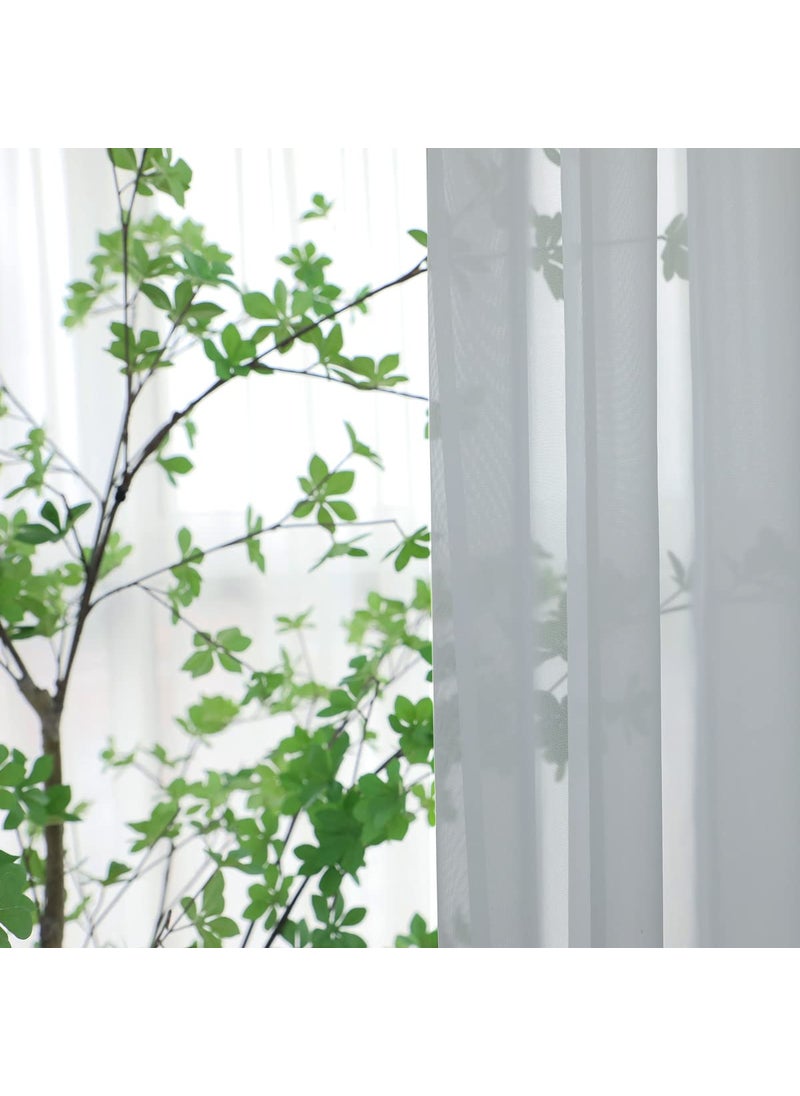L&TEC Window Light Gray Sheer Curtains 63 Inches Long 2 Panels Sheer Curtain Basic Rod Pocket Panel for Bedroom Children Living Room Yard Kitchen (Light Gray  52"" W x 63"" L | 2 pcs)  - Image 3
