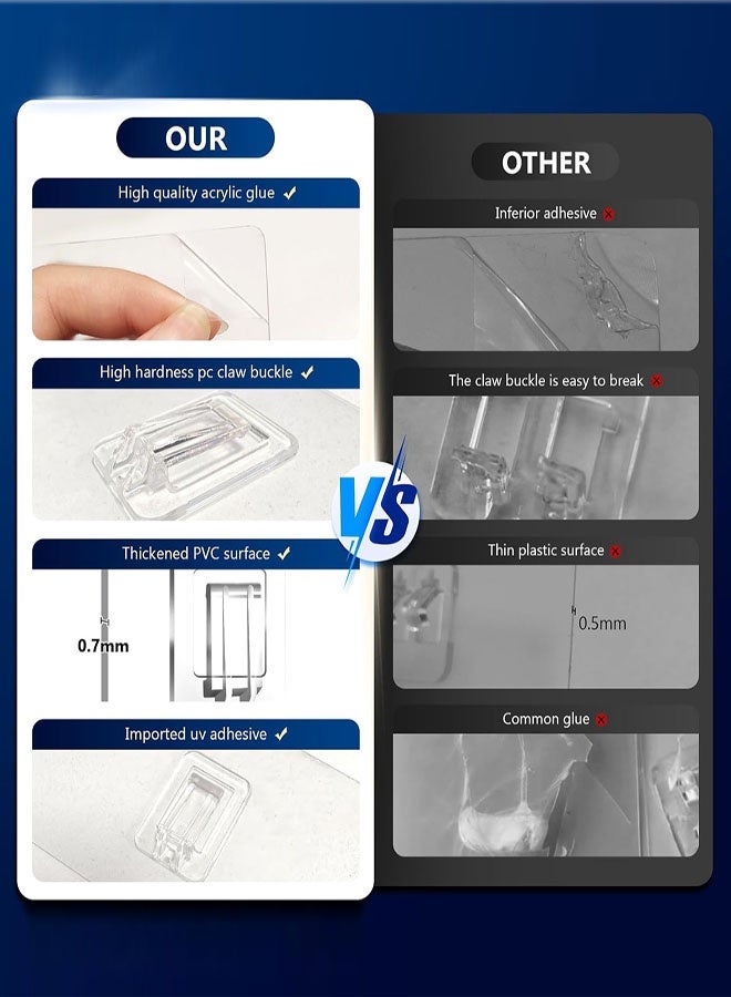 Shower Caddy Adhesive Replacement, 10pcs Adhesive Shower Caddy Shelf Adhesive, Strong Adhesive Hooks, No Drilling Shower Shelves for Corner Shelf Basket, Bathroom Storage Shelves, Kitchen Racks and Soap Holder - Image 4