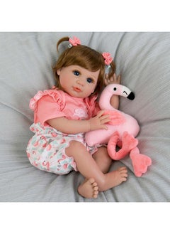 Aori Reborn Baby Girl Doll,22 In Realistic Newborn Baby Dolls,Adorable Lifelike Babies,Weighted Reborn Toddler With Flamingo Toy Gifts Set For Kids 3 Year Old  - Image 3