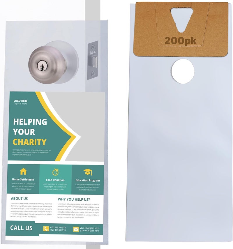 Skywin TidyFriend Door Hanger Bags 6” x 12” (200 Pack), Clear Door Hanger Bags Protects Flyers, Brochures, Notices, Printed Materials - Waterproof and Secure Door Knob Hanger Bag for Outdoor Use - Image 1