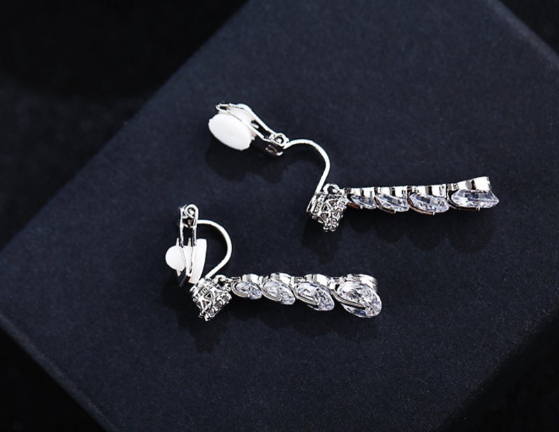 Drop Earrings with Heart Pearl Design S925 Silver Gold Color - Sparkling Zircon Accents Geometric Earrings for Weddings - Image 3