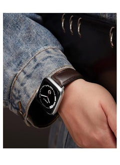 Generic Leather Strap Compatible with Apple Watch 49mm 45mm 42mm Silicone Inner Wax Leather Strap Compatible with Apple Ultra/Ultra 2 SE SE2 Series 9/8/7/6/5/4/3/2/1  - Image 4