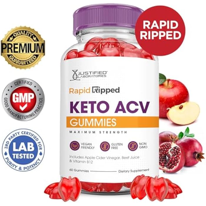 Justified Laboratories (3 Pack Rapid Ripped Keto ACV Vegan Non GMO 180 Gummies - Image 3