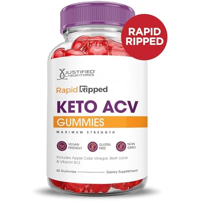 Justified Laboratories (3 Pack Rapid Ripped Keto ACV Vegan Non GMO 180 Gummies - Image 4