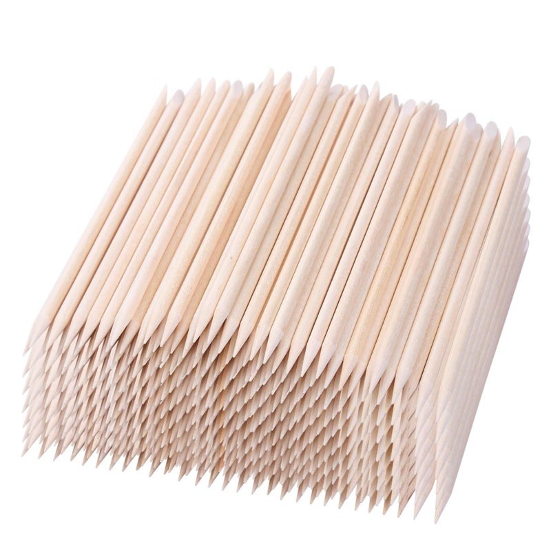 BTYMS 1000 Pcs Orange Wood Sticks 45 Inch Cuticle Pusher Wooden Cuticle Remover with Double Sided for Manicures and Pedicures Nail Tools