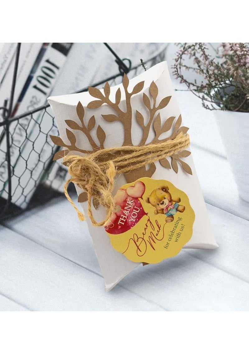 50pcs Adorable Thank You Beary Much Gift Tags for Baby Showers or Children's Birthday Party yellow - Image 2