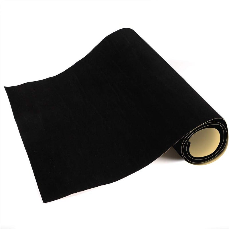 Mesheshe Self Adhesive Sheets, Adhesive DIY Felt Sheets for Art & Crafts, Peel & Stick Drawer/Jewelry Box Liner, Solid Color Felt Wallpaper (14.6" x 39.4", Black) - 2pcs - Image 1