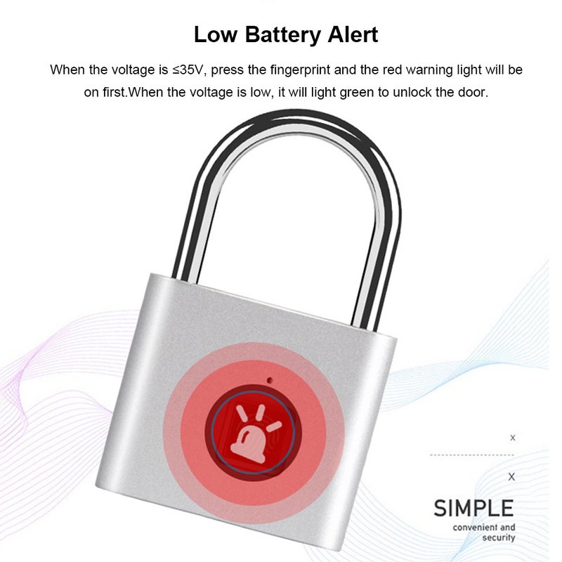 Fingerprint Padlock with USB Charging Ultra-Light Intelligent Safety Electronic Lock for Door, Drawer, Cabinet, Suitcase, Bike - Image 3