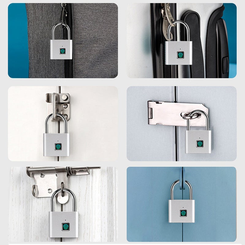 Fingerprint Padlock with USB Charging Ultra-Light Intelligent Safety Electronic Lock for Door, Drawer, Cabinet, Suitcase, Bike - Image 5