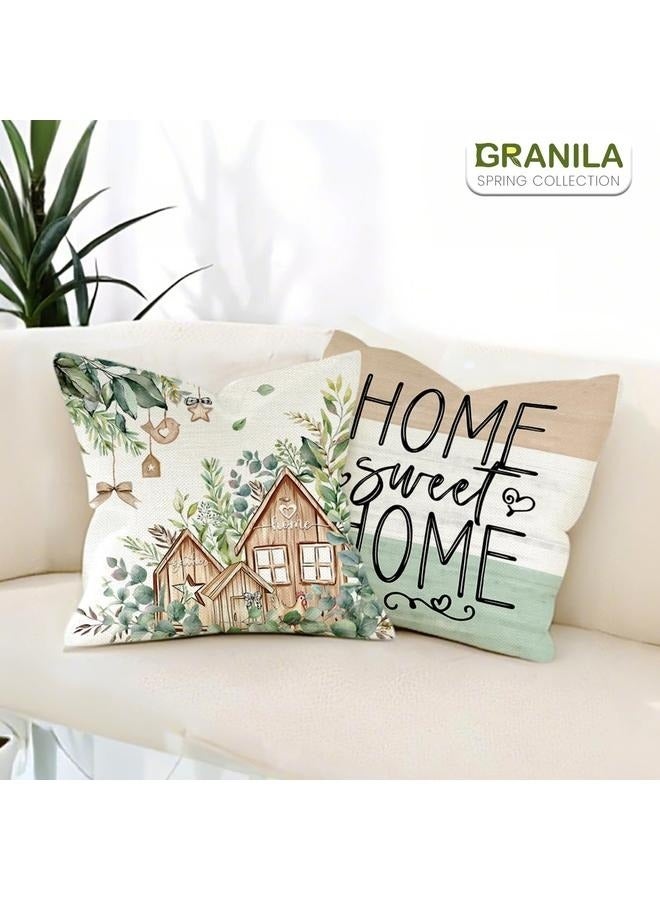 Generic Farmhouse Spring Throw Pillows 18x18 Pillow Cover Set of 4, Colorful Plaid Bless Our Sweet Home Cottage Springtime Seasonal Decorations - Image 3