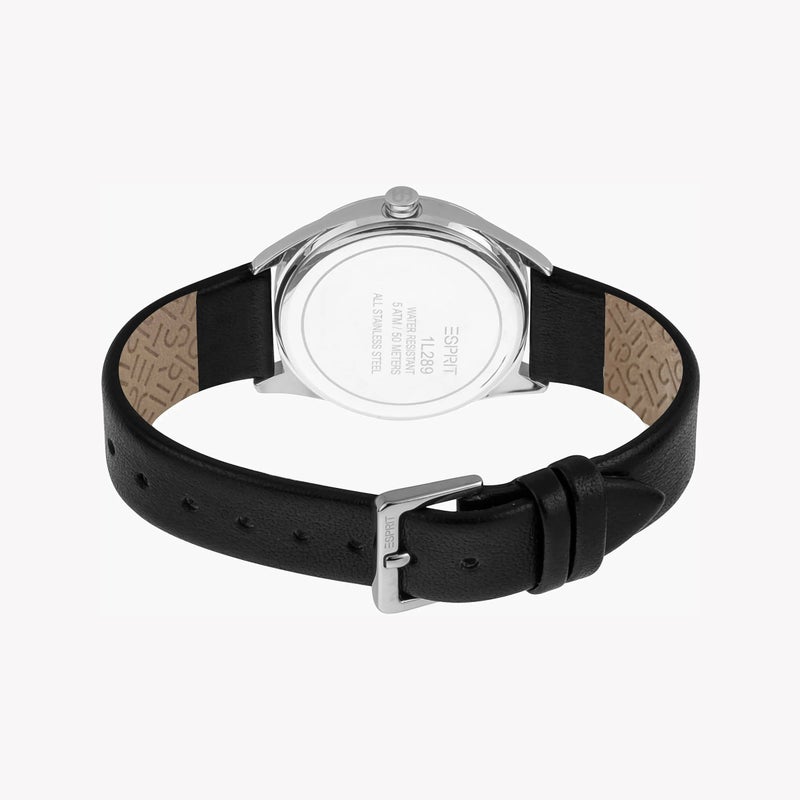 ESPRIT Women's Black Leather Watch, Black Dial|ES1L289L0115 - Image 4