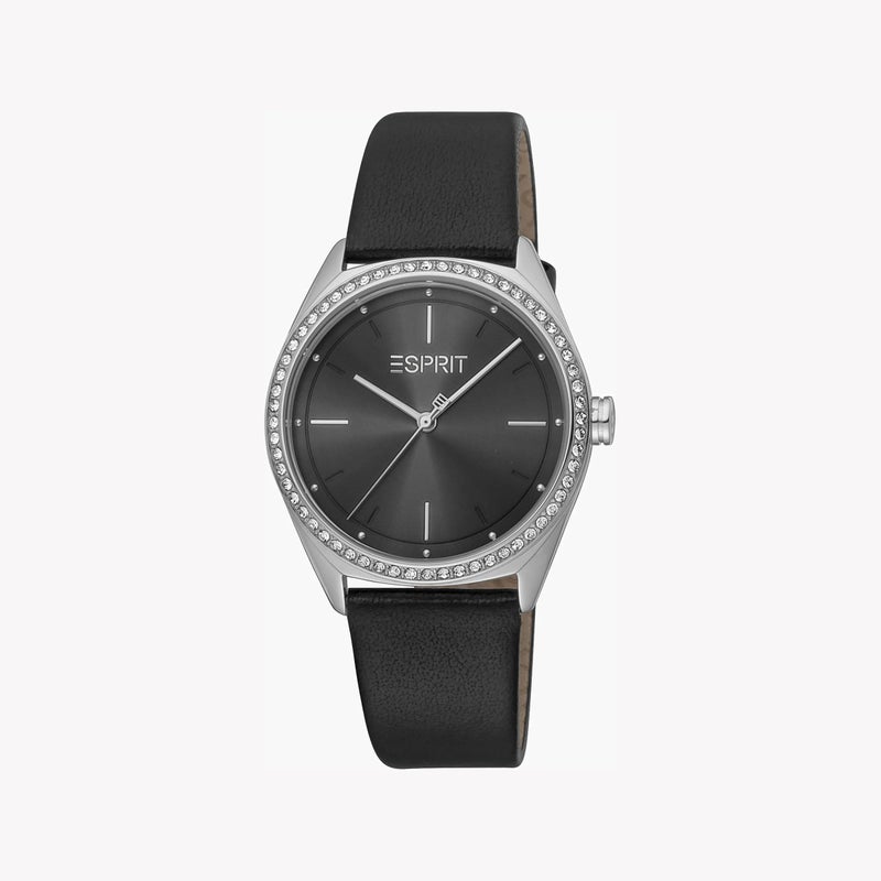 ESPRIT Women's Black Leather Watch, Black Dial|ES1L289L0115 - Image 2