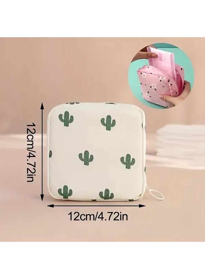 Cute Cartoon Sanitary Pad Organizer Bag Blue Bear Model Large Capacity Portable Travel Pouch Floral And Animal Print Designs Durable Fabric Cosmetic Storage For Women And Men Compact Stylish For Daily Use Or Trips - Image 4