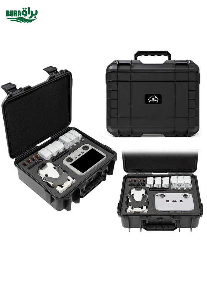 BURAQ - For DJI Mini 4 Pro / Mini 3 Pro Drone Suitcase Explosion-proof Box Compatible with RC & RC 2, RC-N1 & RC-N2(Black) - Image 1