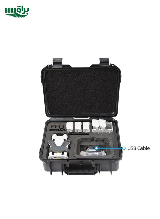 BURAQ - For DJI Mini 4 Pro / Mini 3 Pro Drone Suitcase Explosion-proof Box Compatible with RC & RC 2, RC-N1 & RC-N2(Black) - Image 1